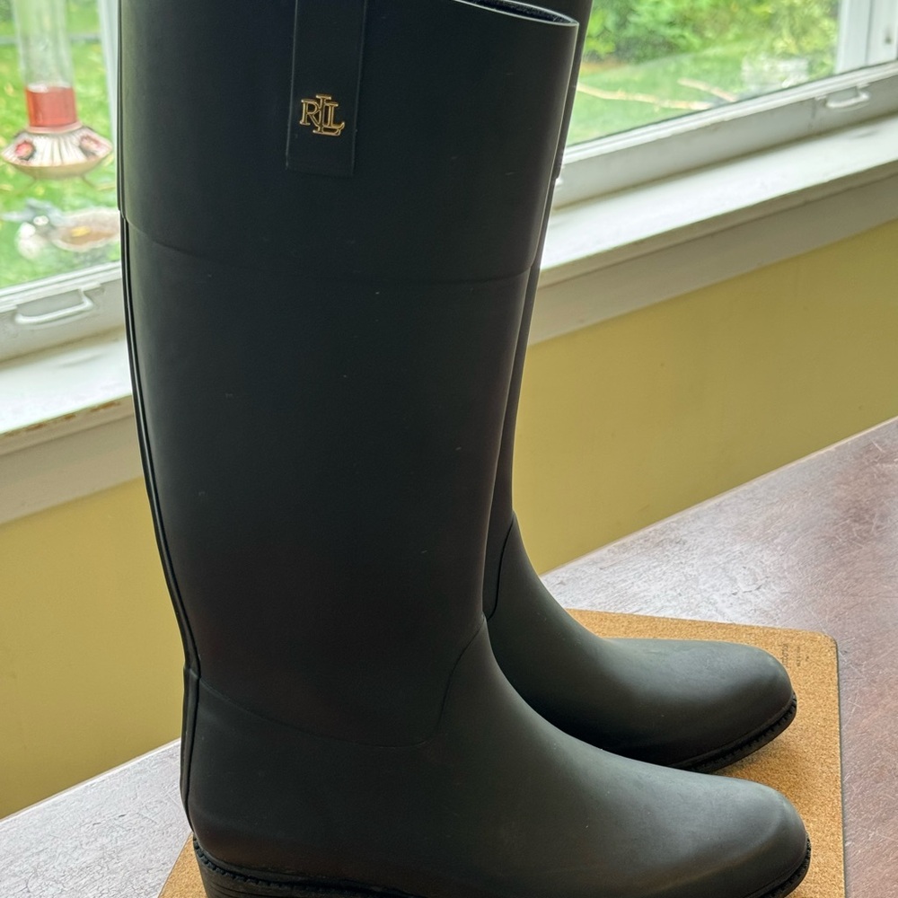 Ralph Lauren Black Rubber Riding Boots